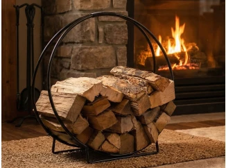 Kovový stojan na dřevo ke krbu Oskar, černý