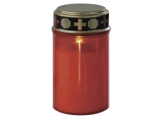 LED hřbitovní svíčka červená 12,5 cm, fotosenzor