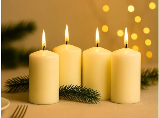 Válcové svíčky (4 ks) bílá, 10 cm