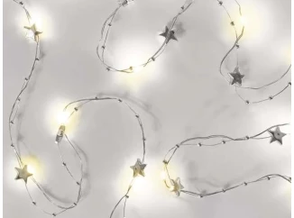 Vánoční řetěz LED stříbrné hvězdičky, 1,9 m