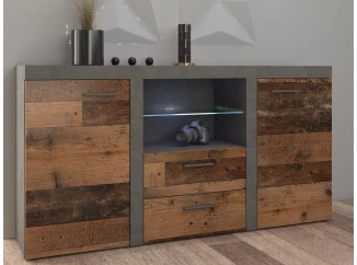 Komoda se zásuvkami Rumba, vintage optika kovu/dřeva