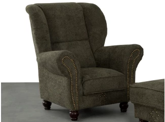 Křeslo ušák Carlos, zelená strukturovaná látka