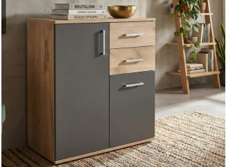 Skříňka se 2 zásuvkami Bacalar, dub viking/šedá