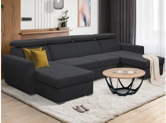 Sedací souprava Mistic, černá látka, tvar U