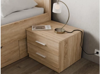 Noční stolek se 2 zásuvkami Iwetta, dub sonoma
