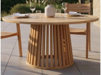 Kulatý zahradní jídelní stůl Manado, 120 cm, teak
