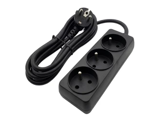 Prodlužovací kabel 2 m, 3 zásuvky, černý