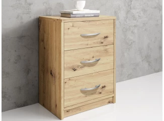 Noční stolek se 3 zásuvkami Pepe, dub artisan