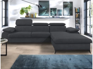 Rohová sedací souprava Scala, antracitová šedá látka, pravý roh