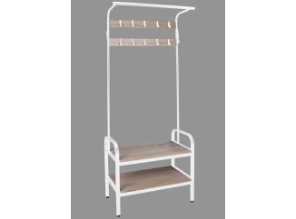Stojací věšák s poličkami Hanson, dub/bílý