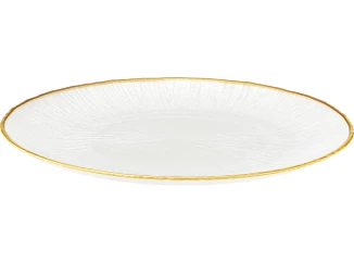 Mělký talíř Dia 28 cm, bílá/zlatá