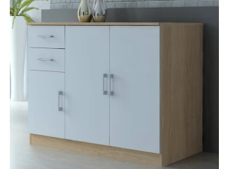 Komoda 2-dveřová Universal, dub sonoma/bílá