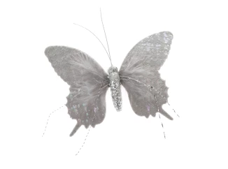 Závěsná dekorace Motýl 16 cm, šedá látka