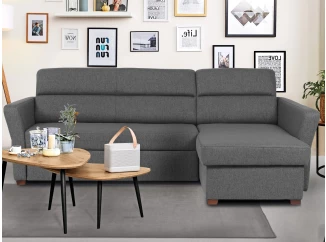 Rohová sedací souprava Livia, tmavá šedá látka, pravý roh