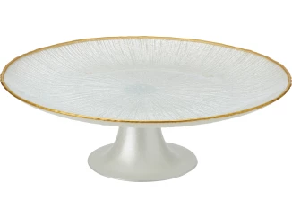 Podnos na dort a cukroví Dia 28x9,4 cm, bílá/zlatá