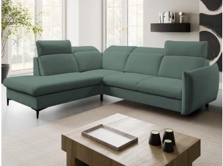 Rohová sedačka Glow, modro-šedo-zelená látka, levý roh