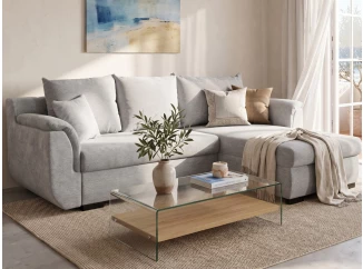 Rohová sedačka Sassari, světle šedá látka