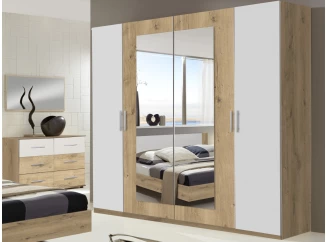 Šatní skříň s otočnými dveřmi Nora, 225 cm, prkenný dub/bílá