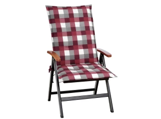 Zahradní polstr Karo 50x118 cm, vínový/šedý