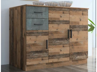 Komoda 3-dveřová Universal, vintage optika dřeva