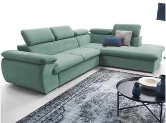 Rohová sedací souprava Viera, mentolově zelená látka, pravý roh