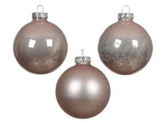 Vánoční ozdoby (12 ks) Skleněné koule, růžové