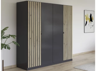 Šatní skříň Genua, 181 cm, tmavě šedá/dub artisan