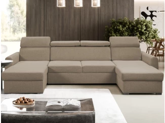 Sedací souprava Mistic, světle hnědá látka, tvar U