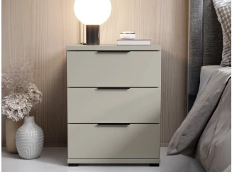 Noční stolek se 3 zásuvkami Smilla, výška 61 cm, béžový kašmír