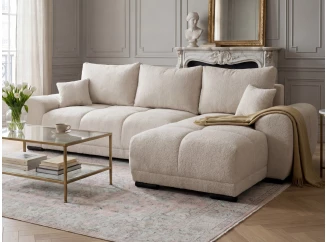 Rohová sedačka Bonn, světle béžová strukturovaná látka