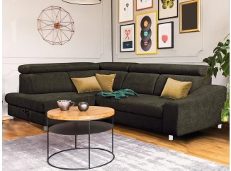 Rohová sedací souprava Brico, šedo-hnědá látka, levý roh