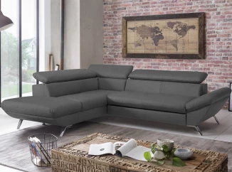 Rohová sedací souprava Estelle, kouřově šedá látka, levý roh