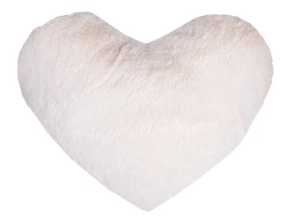 Dekorační polštář Srdce 30x40 cm, krémový, imitace králičí kožešiny
