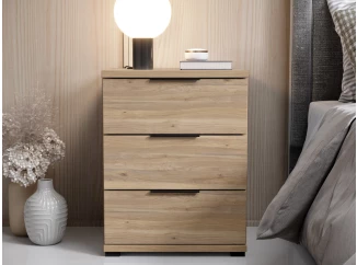 Noční stolek se 3 zásuvkami Smilla, výška 61 cm, dub mauvella