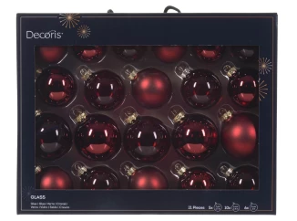 Vánoční ozdoby (21 ks) Skleněné koule, červené