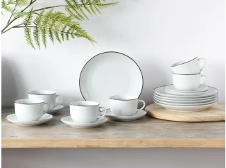 Kávový servis (18 dílů) Luna Black Line, bílý