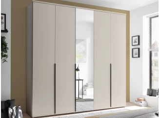 Šatní skříň se zrcadlem Kevo, 225 cm, béžová kašmír