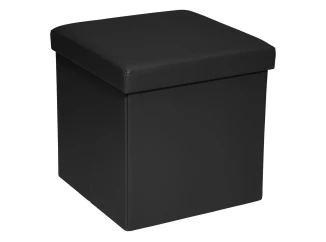 Čtvercový taburet Rico, černá ekokůže