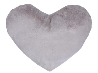 Dekorační polštář Srdce 30x40 cm, stříbrný, imitace králičí kožešiny