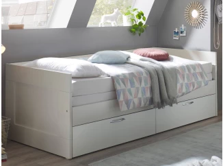 Rozkládací postel se zásuvkami Leporolo 90x200 cm, bílá mat