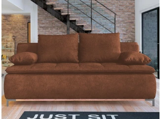 Rozkládací pohovka na trvalé spaní Sweet, rezavá látka