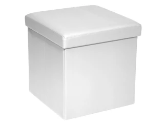 Čtvercový taburet Rico, bílá ekokůže