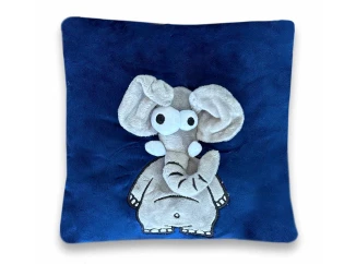 Dětský plyšový polštář 3D slon 25x25 cm, modrý
