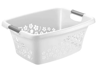 Koš na prádlo Flowers 25 l, bílý