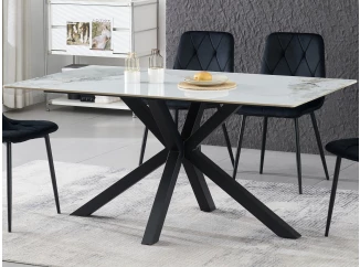 Obdélný jídelní stůl Milo 160x90 cm, bílý mramor