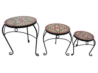Sada stolků (3 ks) Mosaic, černá/červená