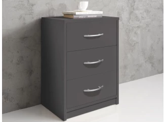 Noční stolek se 3 zásuvkami Pepe, šedý grafit