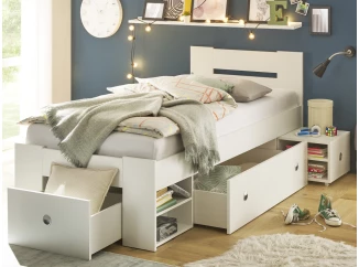 Postel s nočním stolkem Stefan 90x200 cm, celobílá