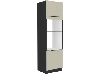 Vysoká skříň pro vestavnou a mikrovlnnou troubu Arona, 60 cm, kašmírová/černá