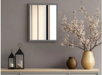 Nástěnné zrcadlo Nadine 34x45 cm, šedé, perlový dekor